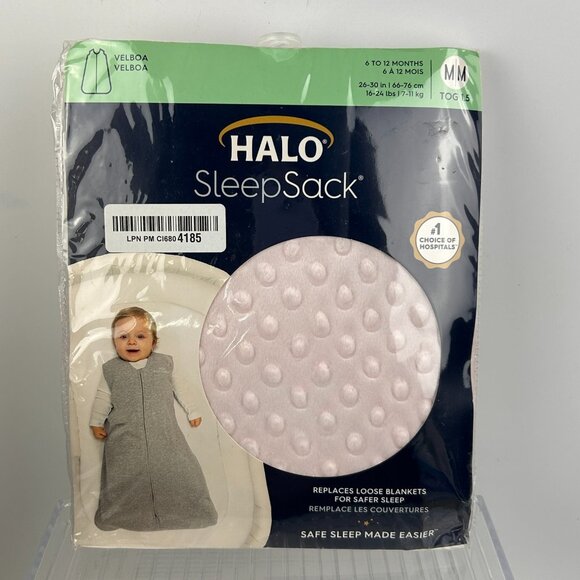 HALO Sleepsack Velboa Pink Plushy Dots Sleeper Zip 6-12 Months Medium TOG 1.5 - Picture 1 of 9